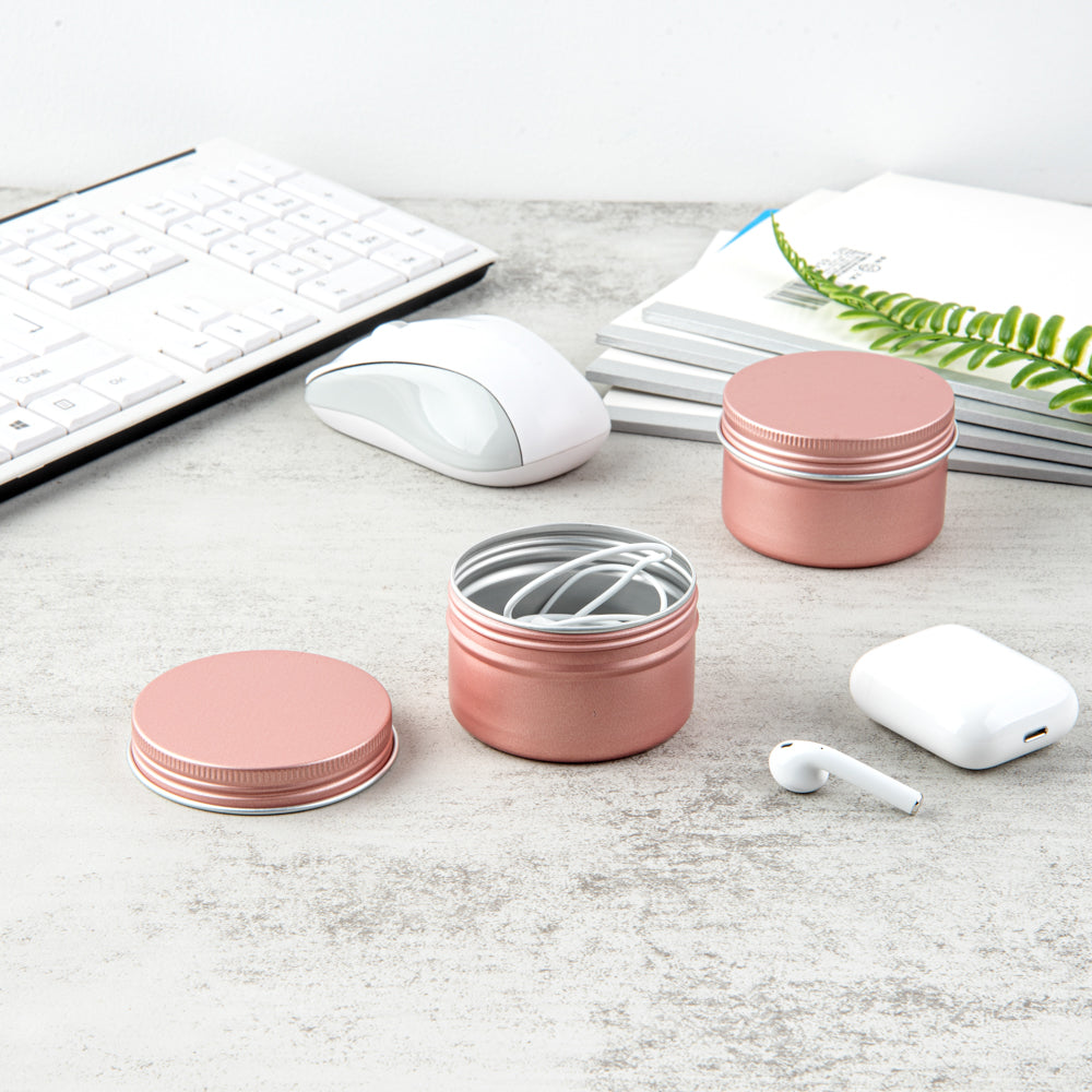 Chef 101 4 oz Round Rose Gold Tin Container - with Screw Lid - 100 count box