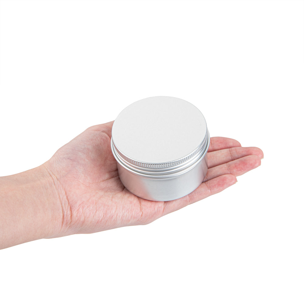 Chef 101 4 oz Round Silver Tin Container - with Screw Lid - 10 count box