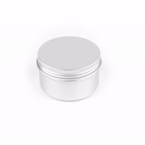 Chef 101 4 oz Round Silver Tin Container - with Screw Lid - 10 count box