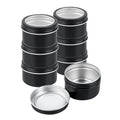 Chef 101 4 oz Round Black Tin Container - with Window Lid - 100 count box
