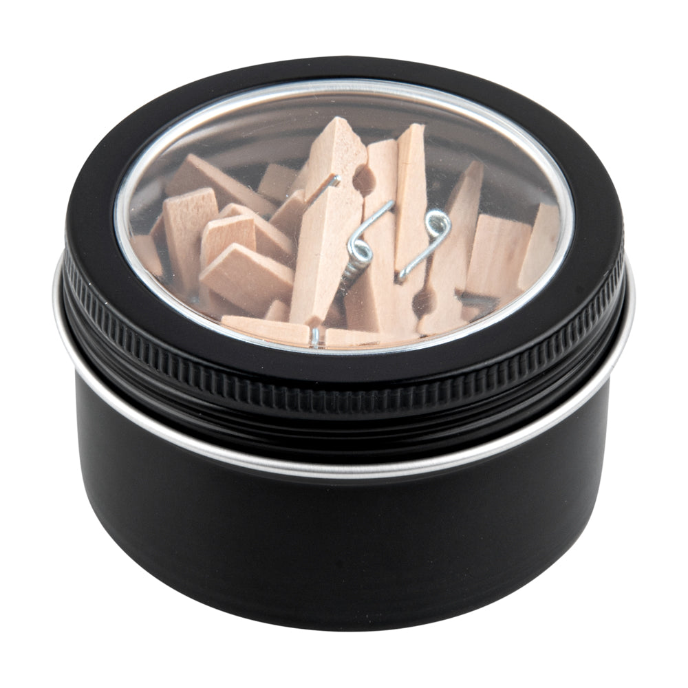 Chef 101 4 oz Round Black Tin Container - with Window Lid - 100 count box
