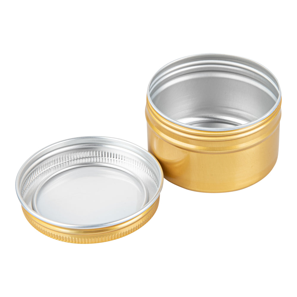 Chef 101 4 oz Round Gold Tin Container - with Window Lid - 100 count box