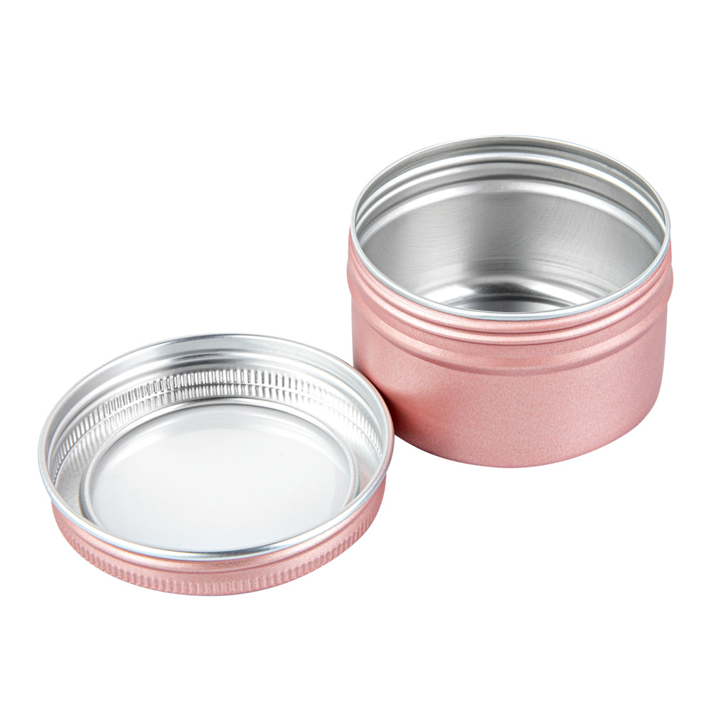Chef 101 4 oz Round Rose Gold Tin Container - with Window Lid - 100 count box