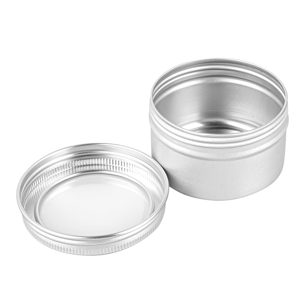 Chef 101 4 oz Round Silver Tin Container - with Window Lid - 100 count box