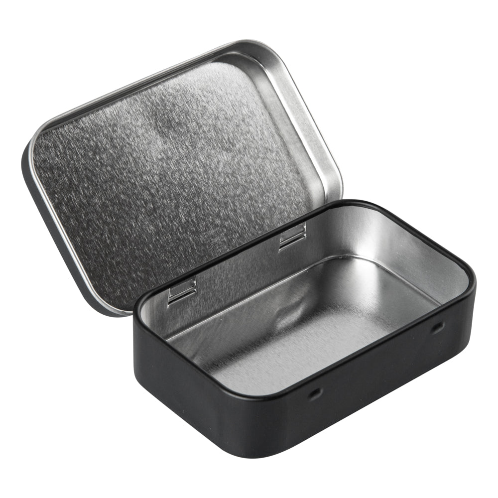 Chef 101 4 oz Rectangle Black Tin Container - with Hinged Lid - 100 count box