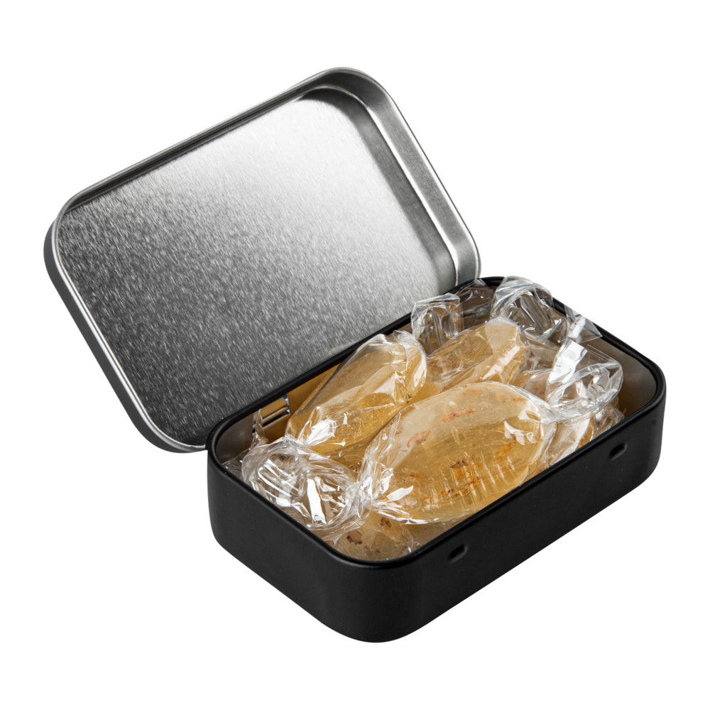 Chef 101 4 oz Rectangle Black Tin Container - with Hinged Lid - 100 count box