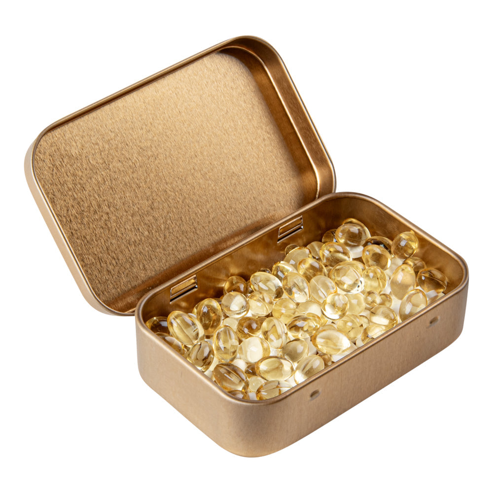 Chef 101 4 oz Rectangle Gold Tin Container - with Hinged Lid - 100 count box