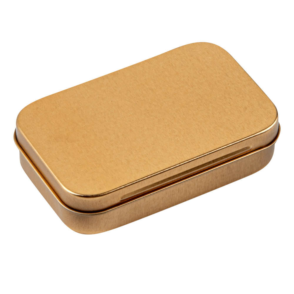 Chef 101 4 oz Rectangle Gold Tin Container - with Hinged Lid - 100 count box