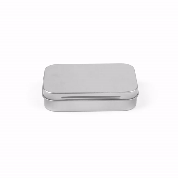 Chef 101 4 oz Rectangle Silver Tin Container - with Hinged Lid- 10 count box
