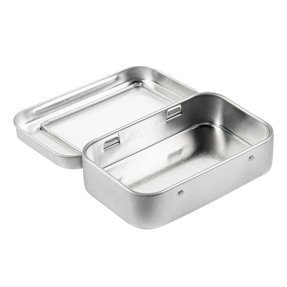 Chef 101 4 oz Rectangle Silver Tin Container - with Window Lid - 100 count box