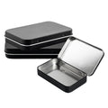 Chef 101 6 oz Rectangle Black Tin Container - with Hinged Lid - 10 count box