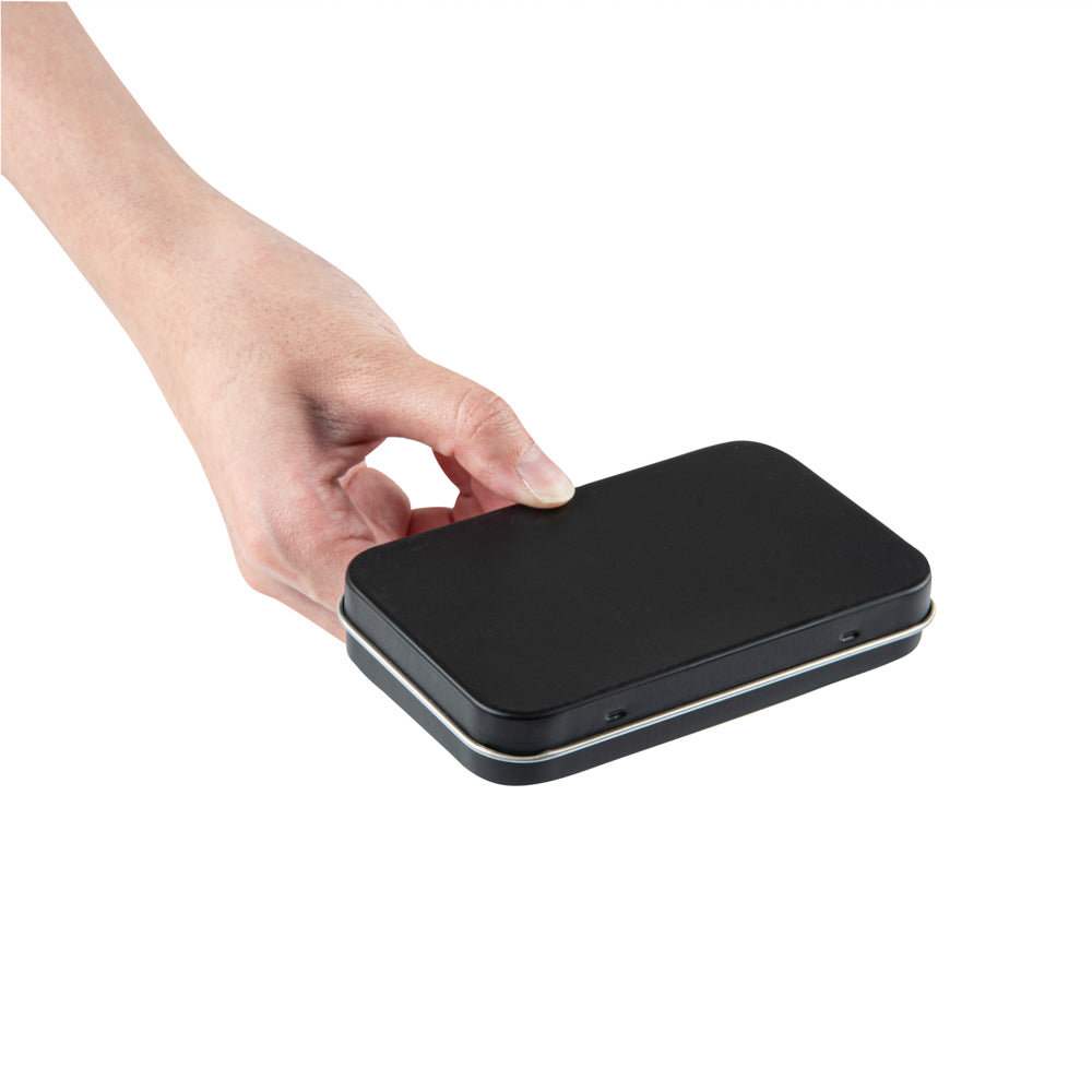 Chef 101 6 oz Rectangle Black Tin Container - with Hinged Lid - 10 count box