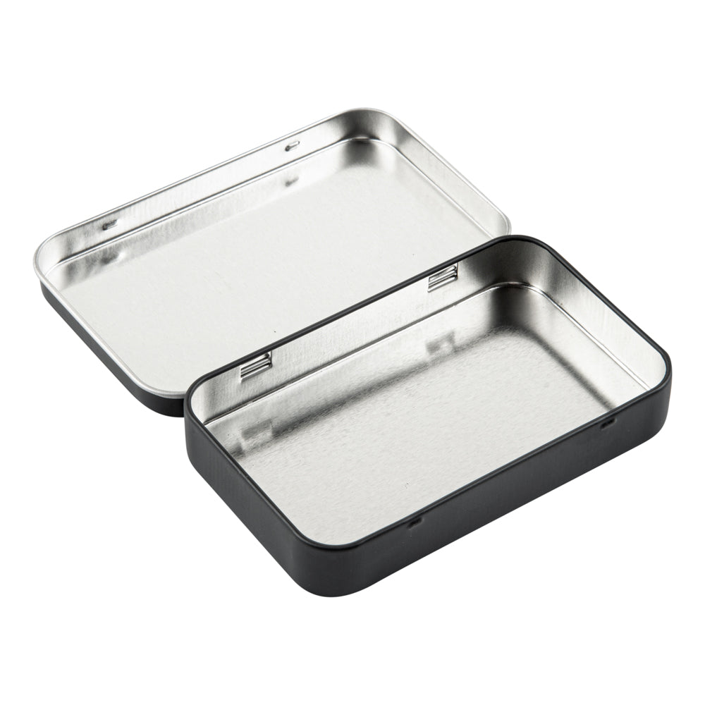 Chef 101 6 oz Rectangle Black Tin Container - with Hinged Lid - 100 count box