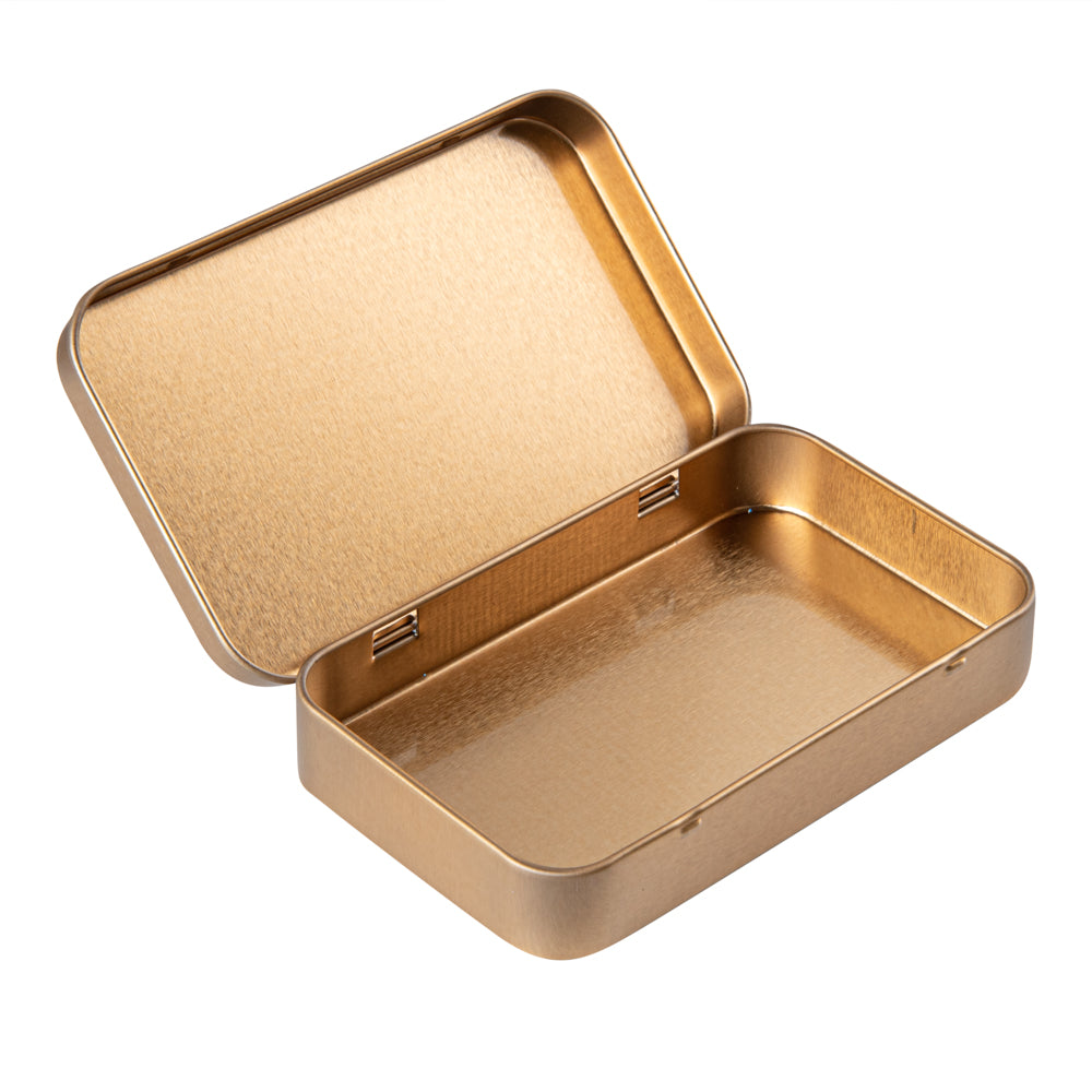 Chef 101 6 oz Rectangle Gold Tin Container - with Hinged Lid - 100 count box