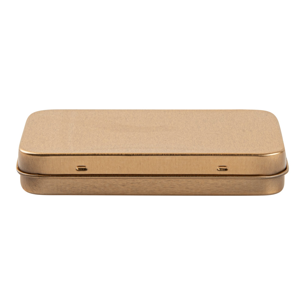 Chef 101 6 oz Rectangle Gold Tin Container - with Hinged Lid - 10 count box