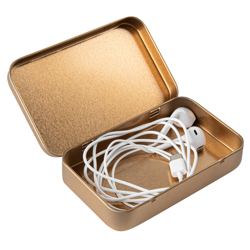 Chef 101 6 oz Rectangle Gold Tin Container - with Hinged Lid - 100 count box