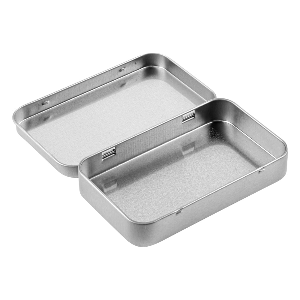 Chef 101 6 oz Rectangle Silver Tin Container - with Hinged Lid - 10 count box