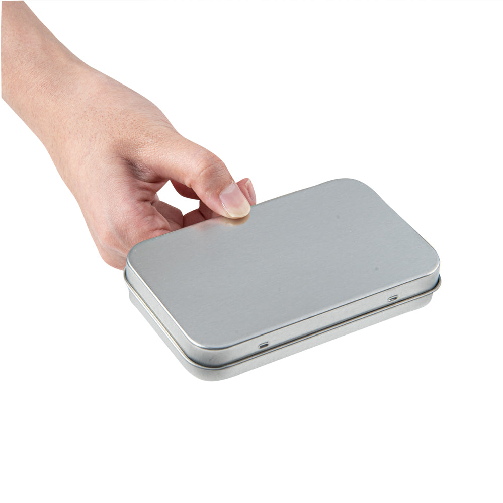 Chef 101 6 oz Rectangle Silver Tin Container - with Hinged Lid - 100 count box