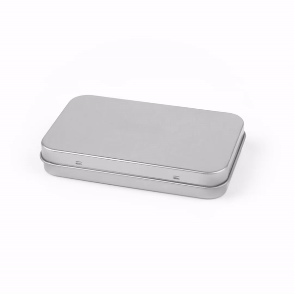 Chef 101 6 oz Rectangle Silver Tin Container - with Hinged Lid - 100 count box
