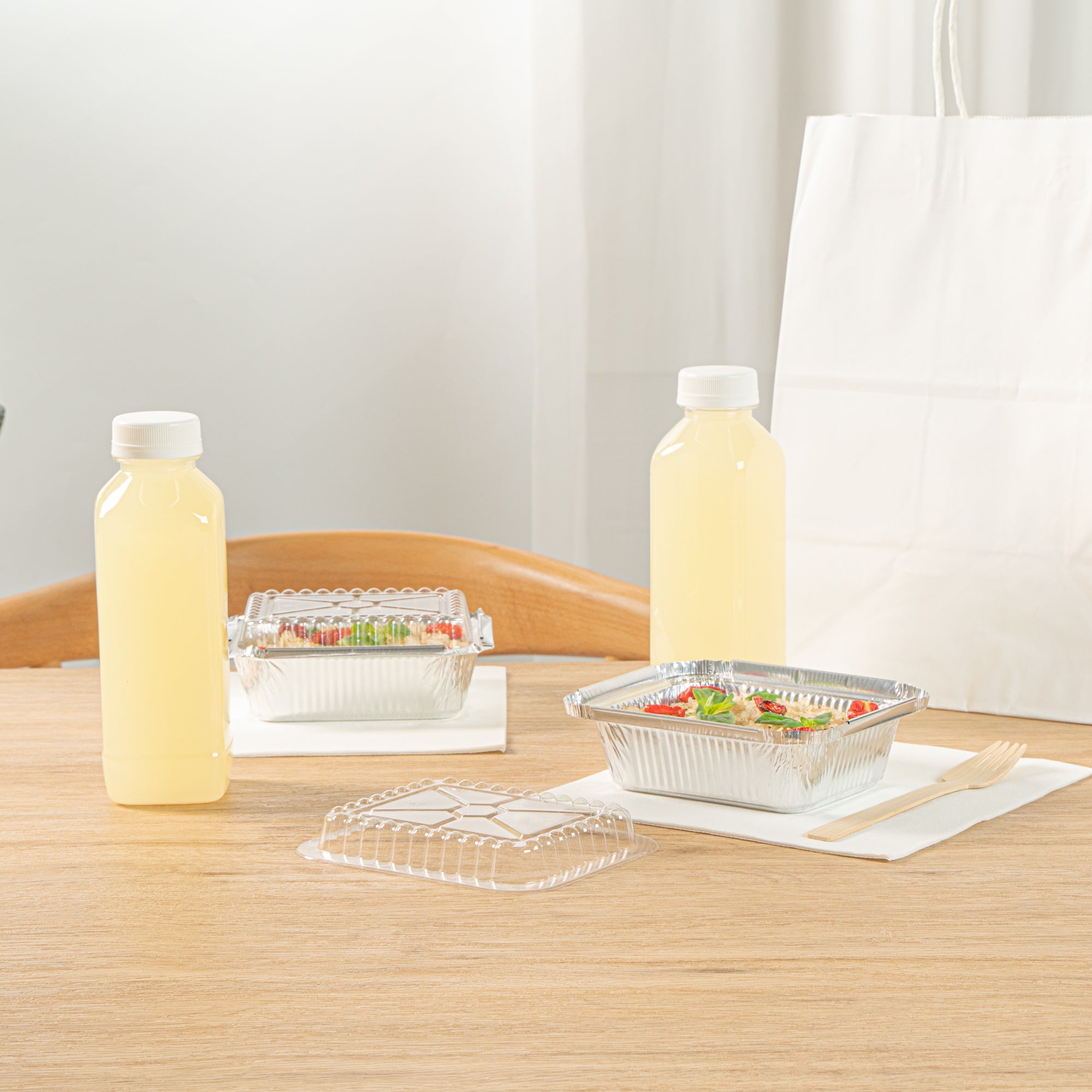 Foil Lux Oblong Clear Plastic Lid - Fits 1 lb Container - 100 count box