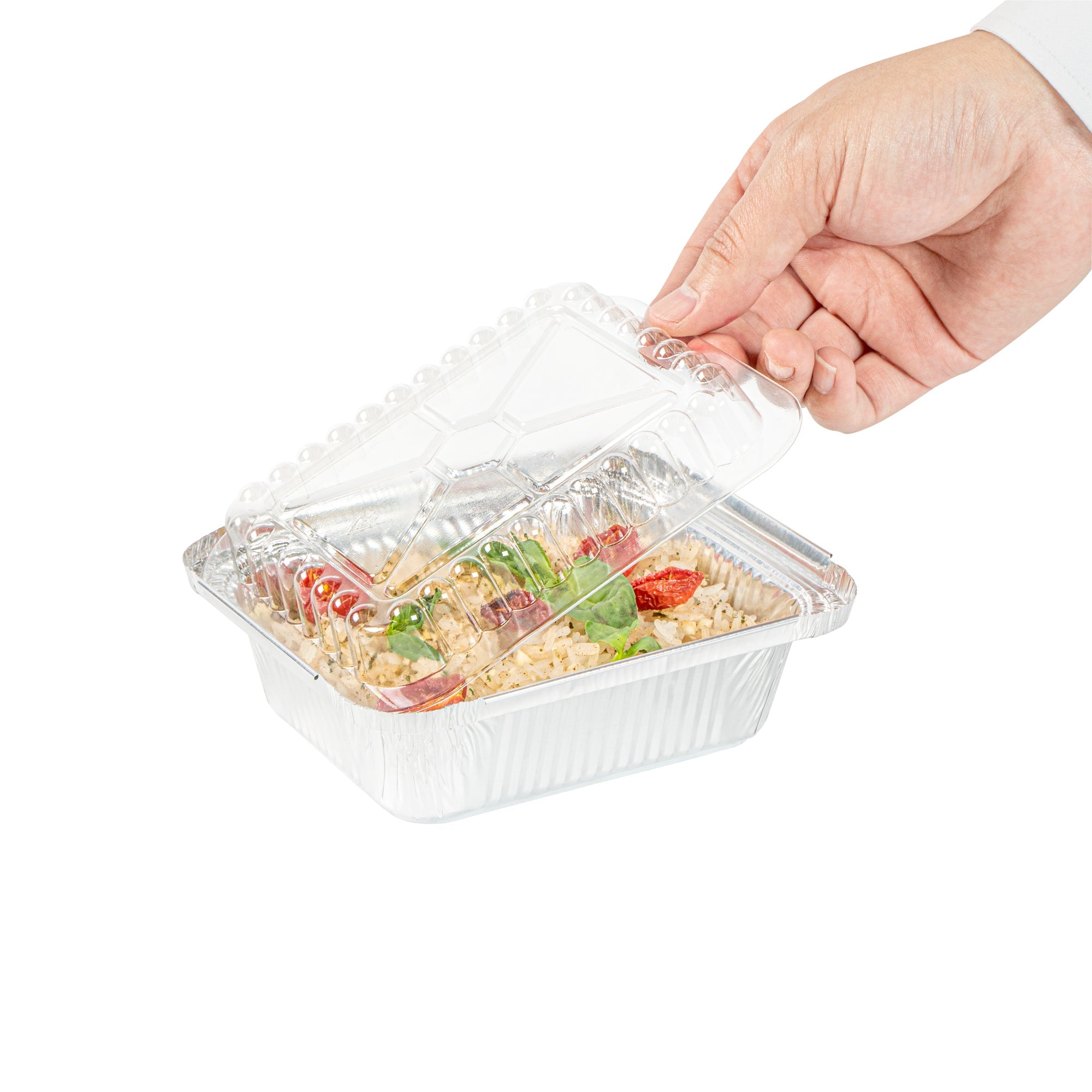 Foil Lux Oblong Clear Plastic Lid - Fits 1 lb Container - 100 count box