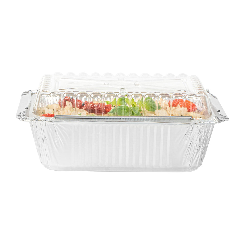 Foil Lux Oblong Clear Plastic Lid - Fits 1 lb Container - 100 count box