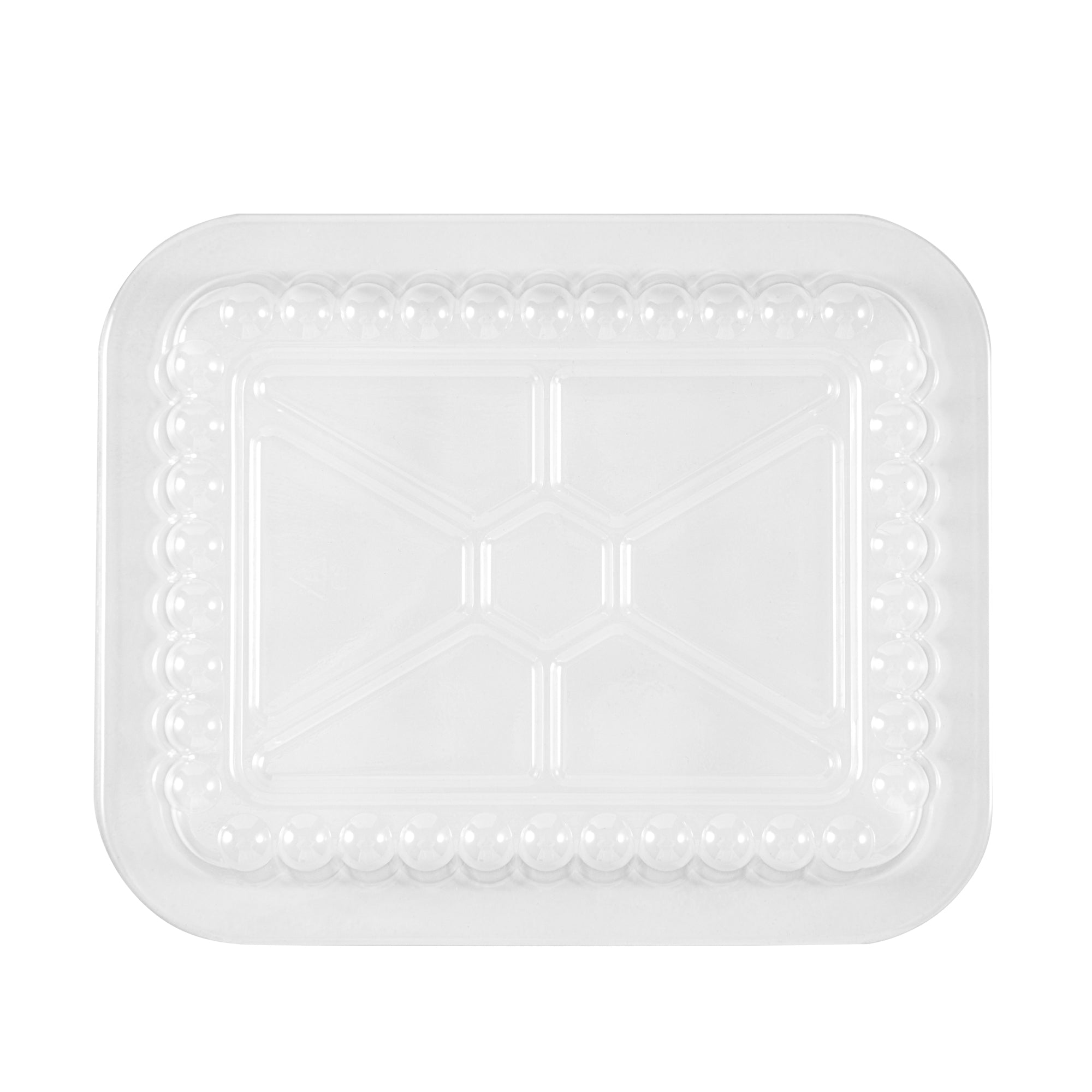 Foil Lux Oblong Clear Plastic Lid - Fits 1 lb Container - 100 count box