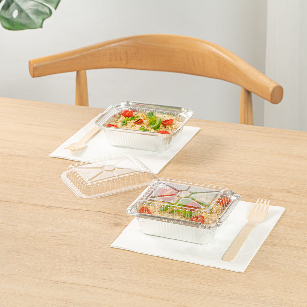Foil Lux Oblong Clear Plastic Lid - Fits 1 lb Container - 100 count box