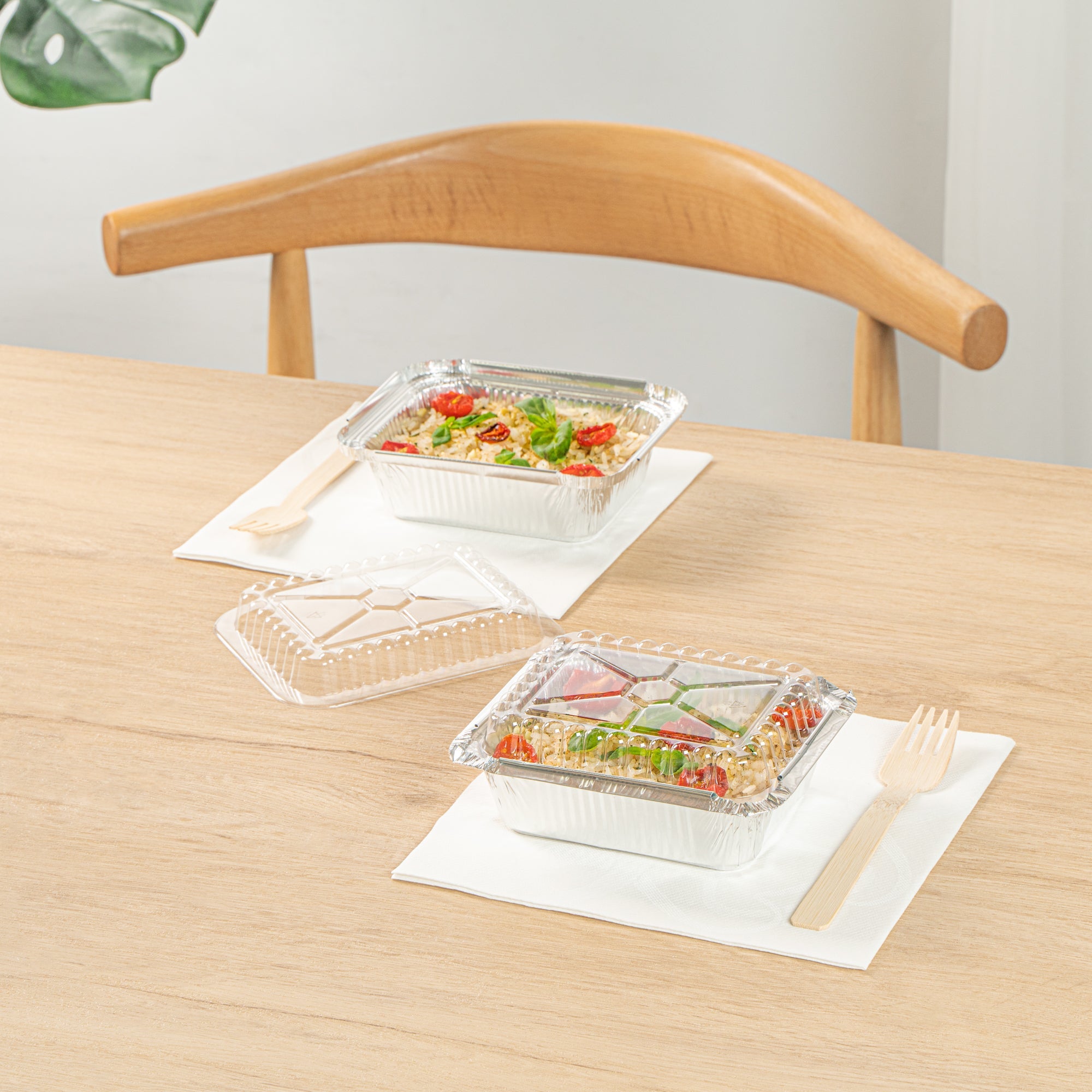 Foil Lux Oblong Clear Plastic Lid - Fits 1 lb Container - 100 count box