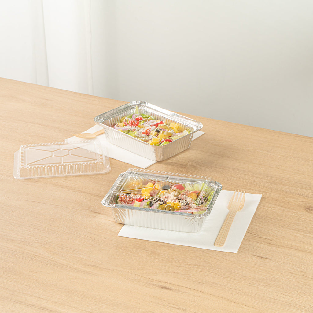 Foil Lux Oblong Clear Plastic Lid - Fits 1 1/2 lb Container - 100 count box