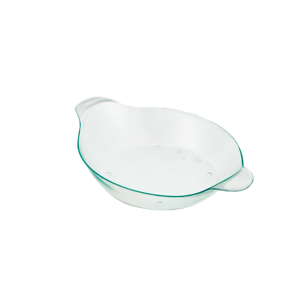 Mini Serve Oval Seagreen Plastic Mini Handled Plate - 3 3/4" x 2 1/2" - 100 count box