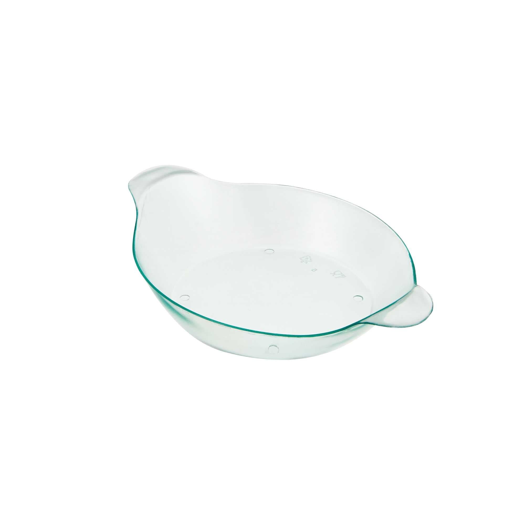 Mini Serve Oval Seagreen Plastic Mini Handled Plate - 3 3/4" x 2 1/2" - 100 count box