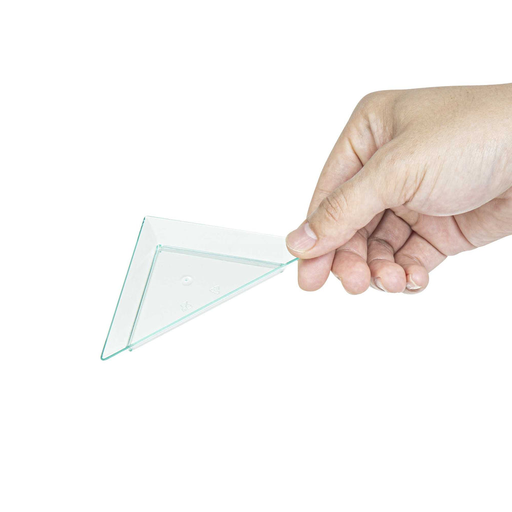 Mini Serve Seagreen Plastic Mini Triangolo Appetizer Plate - 4" x 2" - 100 count box