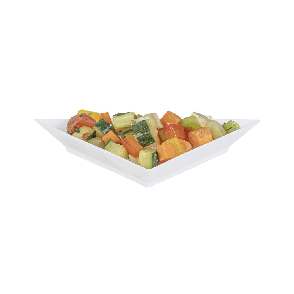 Mini Serve White Plastic Mini Triangolo Appetizer Plate - 4" x 2" - 100 count box