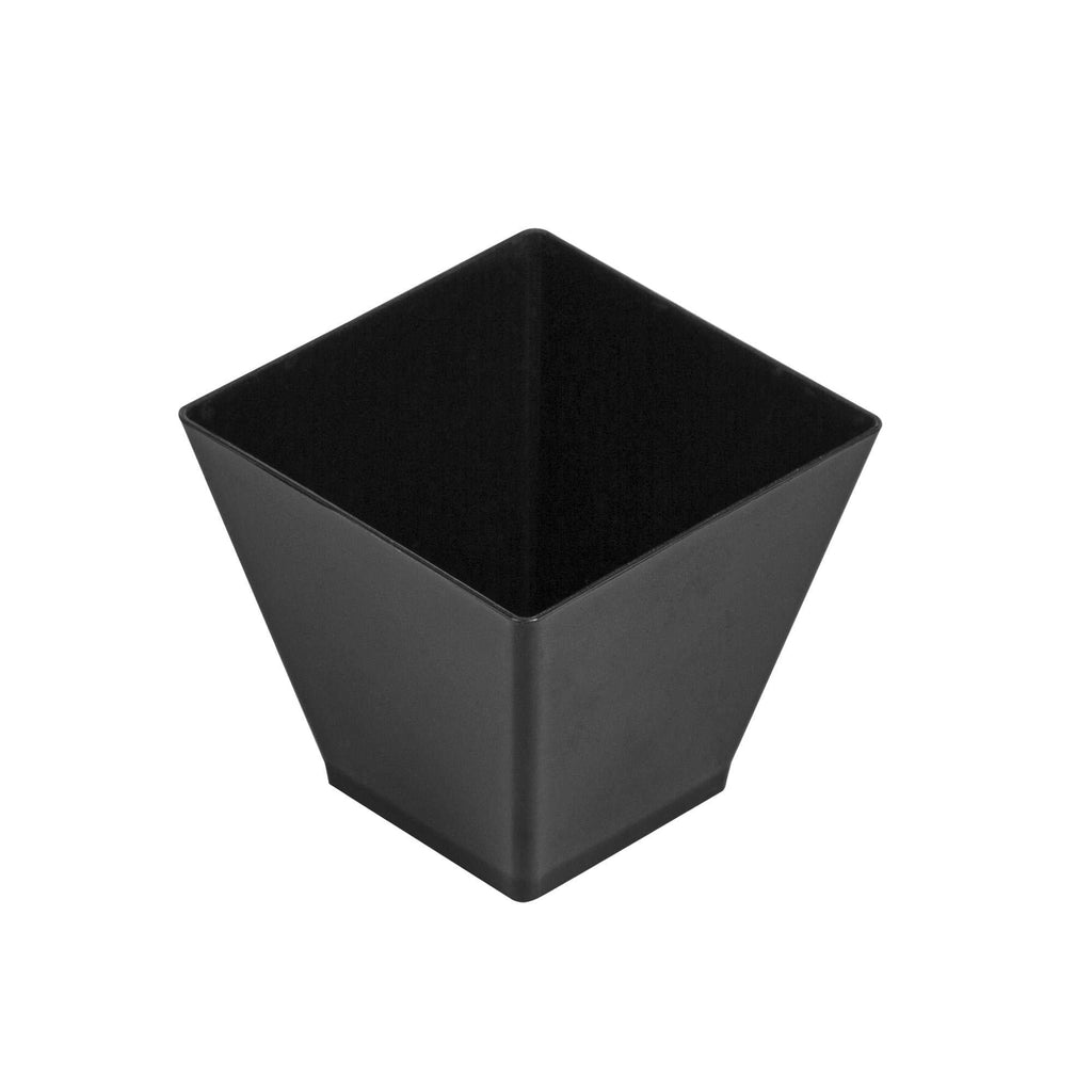 Mini Serve 2 oz Square Black Plastic Mini Kova Cup - 2" x 2" x 1 3/4" - 100 count box