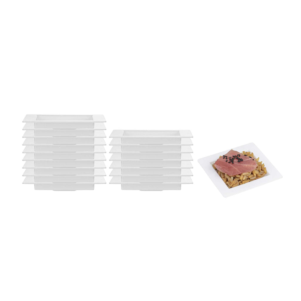 Mini Serve Square White Plastic Mini Edge Plate - 2 3/4" x 2 3/4" - 25 count box
