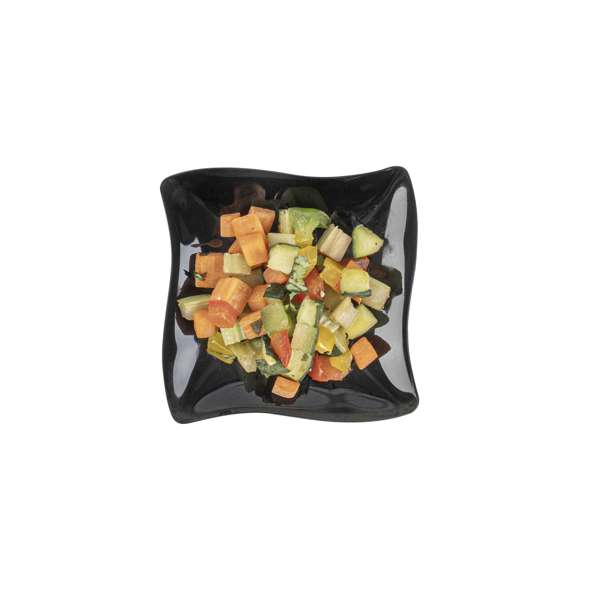 Mini Serve Square Black Plastic Aqua Plate - 3" x 3" - 100 count box