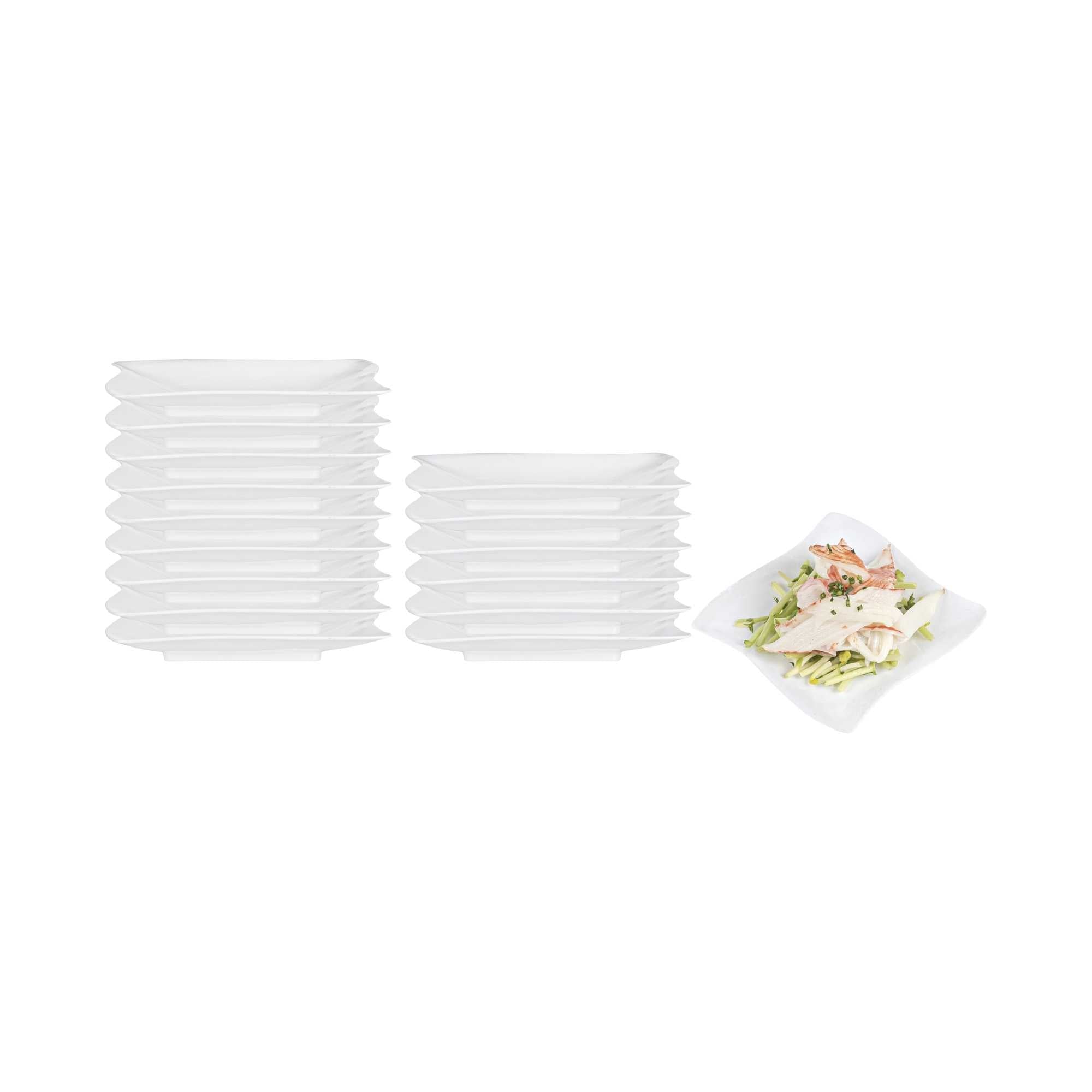 Mini Serve Square White Plastic Aqua Plate - 3" x 3" - 25 count box