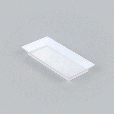 Mini Serve Rectangle White Plastic Plate - 5" x 2 1/2" x 1/2" - 20 count box