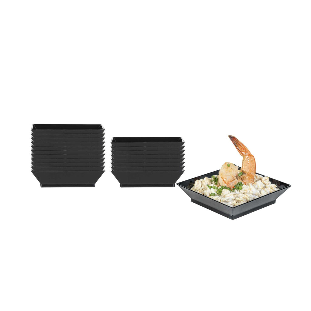 Mini Serve Square Black Plastic Mini Modern Plate - 2 1/2" x 2 1/2" x 1/2" - 25 count box