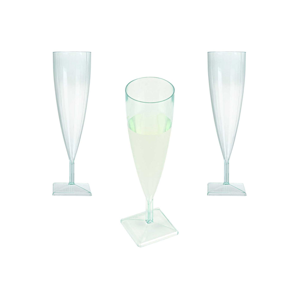Bev Tek 5 oz Seagreen Plastic Champagne Flute - 2" x 2" x 7" - 10 count box