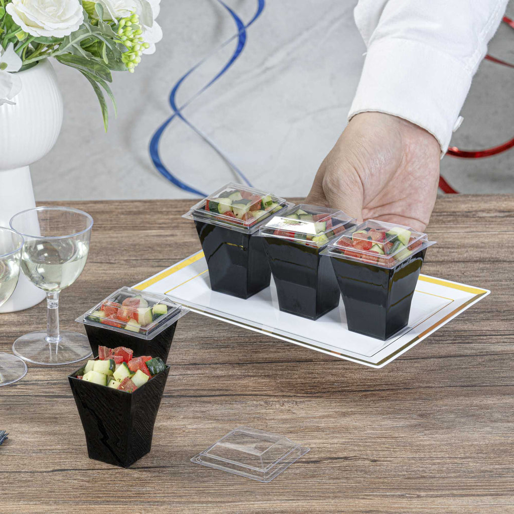 Mini Serve Square Clear Plastic Lid - Fits Bonito Cup - 100 count box