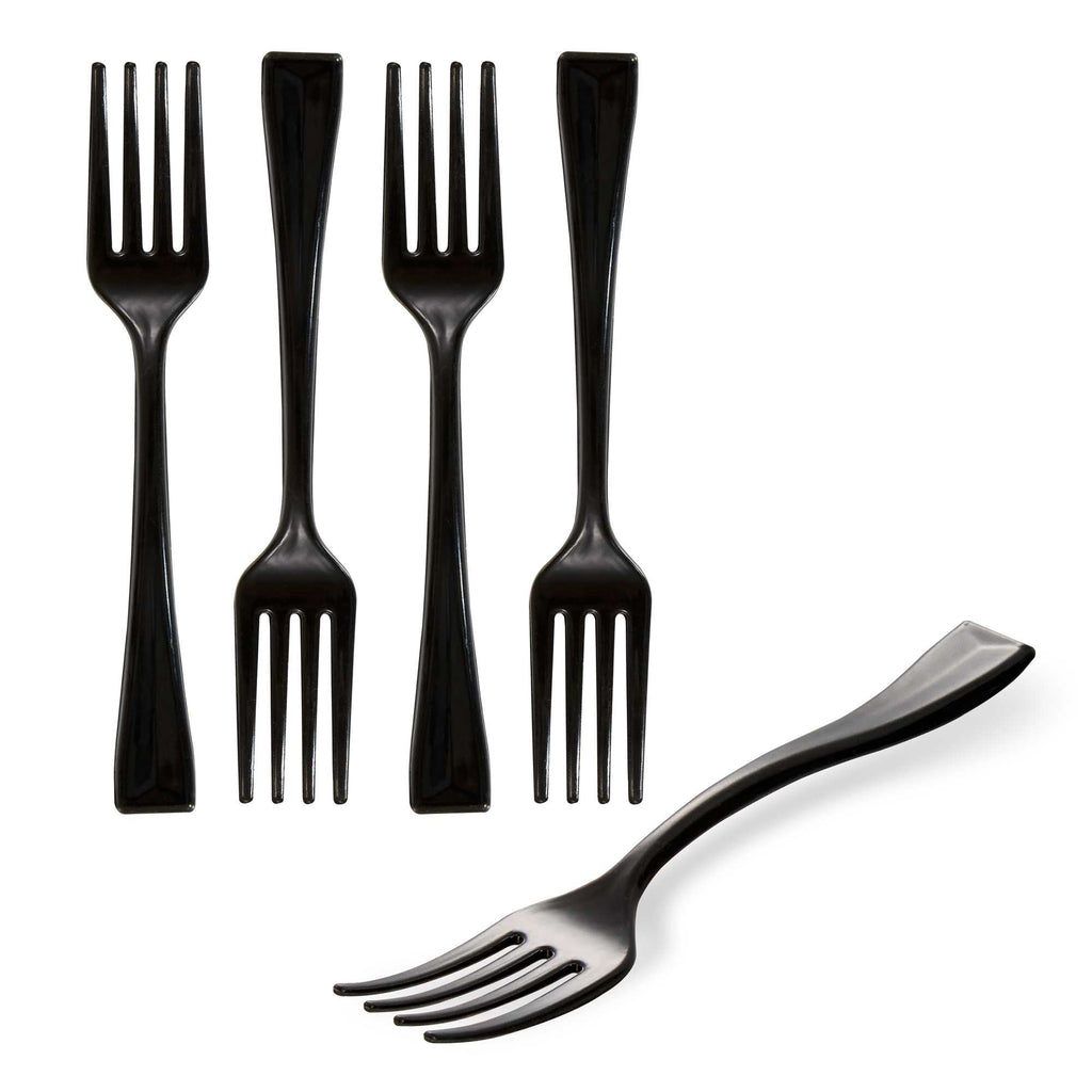 Mini Serve Black Plastic Mini Fork - 4" - 100 count box
