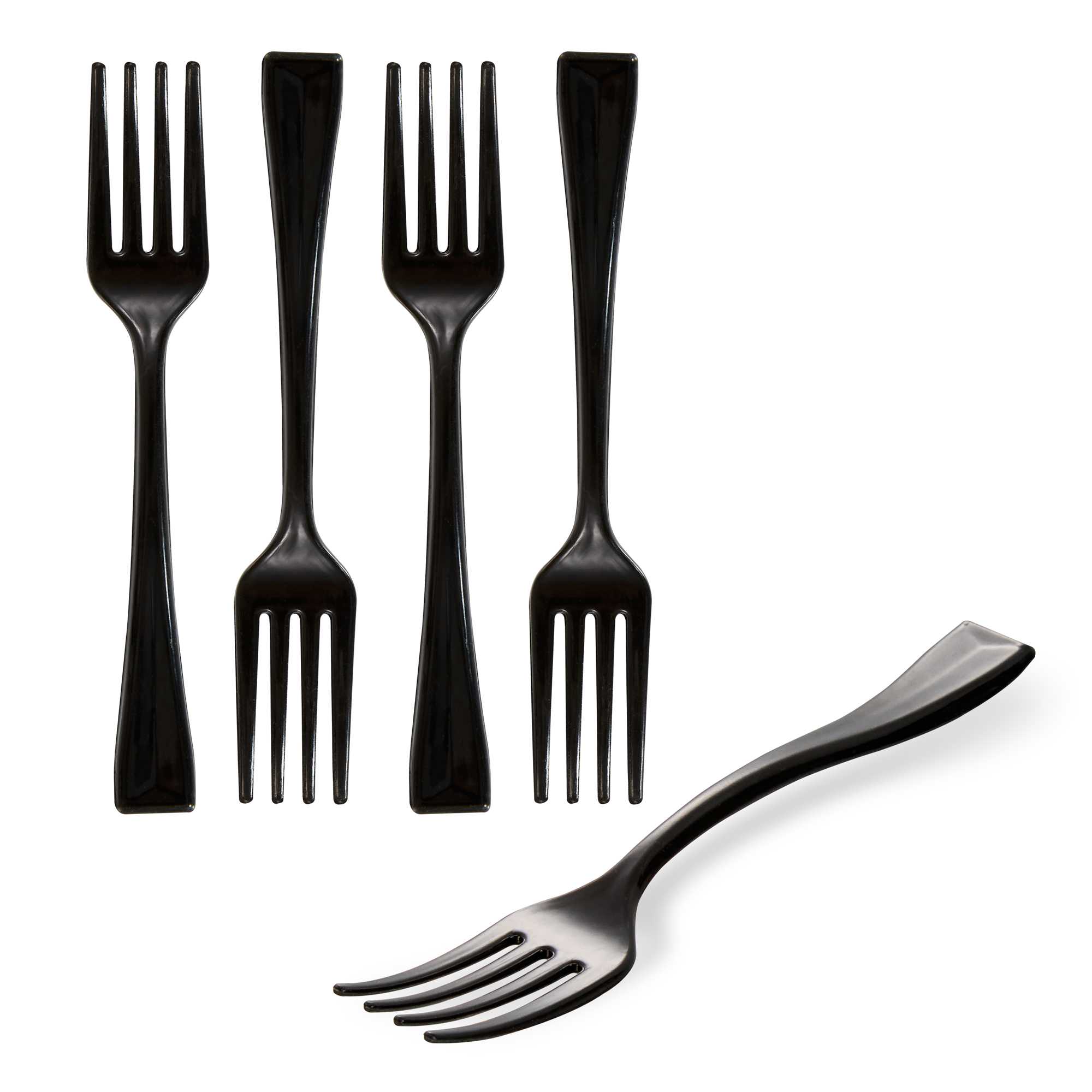 Mini Serve Black Plastic Mini Fork - 4" - 100 count box