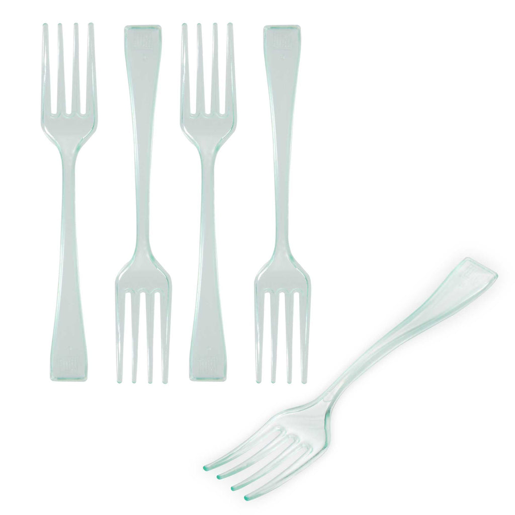 Mini Serve Seagreen Plastic Mini Fork - 4" - 100 count box