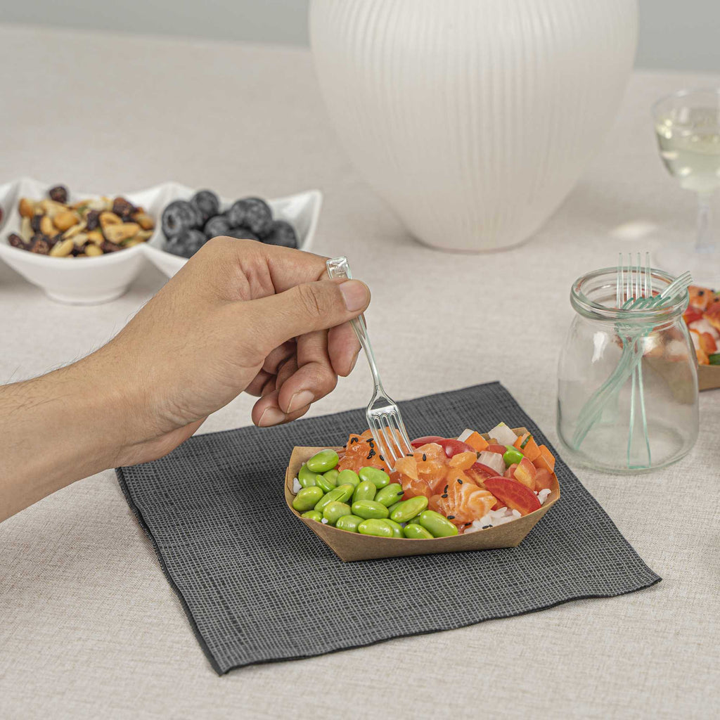 Mini Serve Seagreen Plastic Mini Fork - 4" - 100 count box