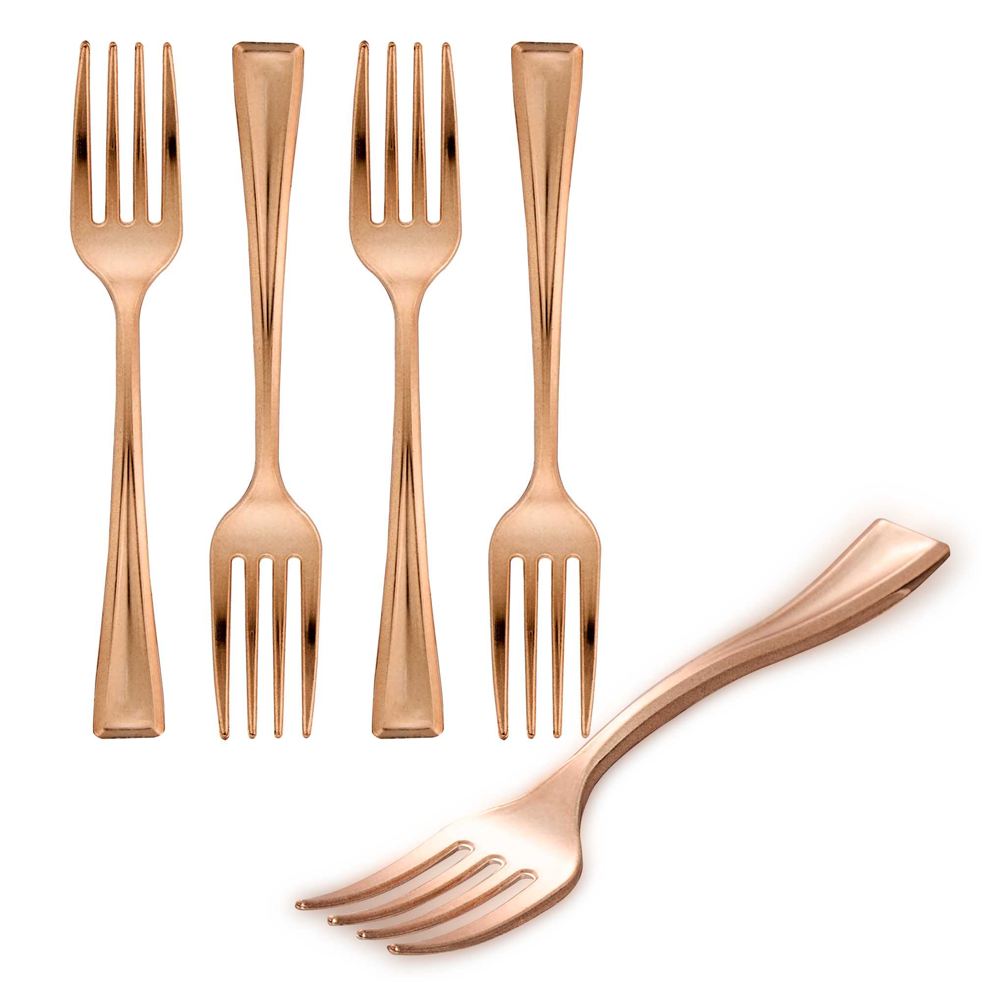 Mini Serve Rose Gold Plastic Mini Fork - 4" - 500 count box