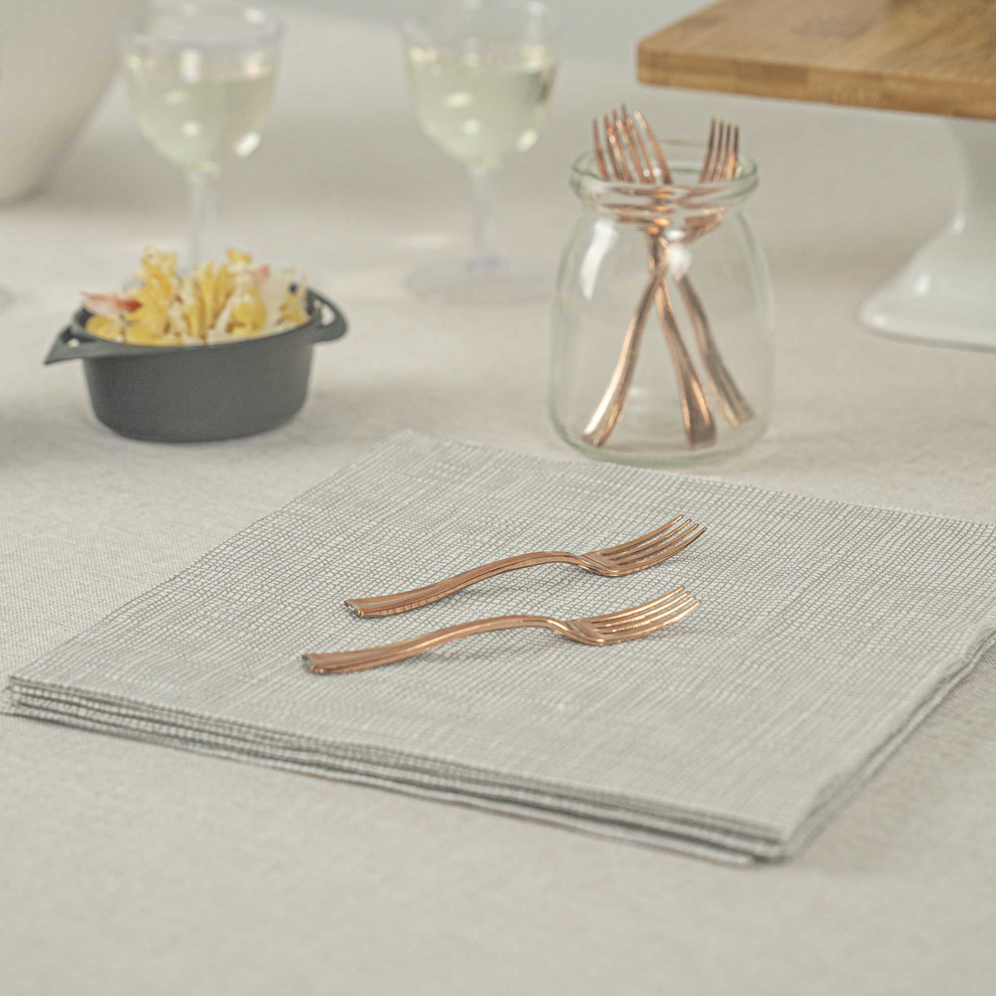 Mini Serve Rose Gold Plastic Mini Fork - 4" - 500 count box