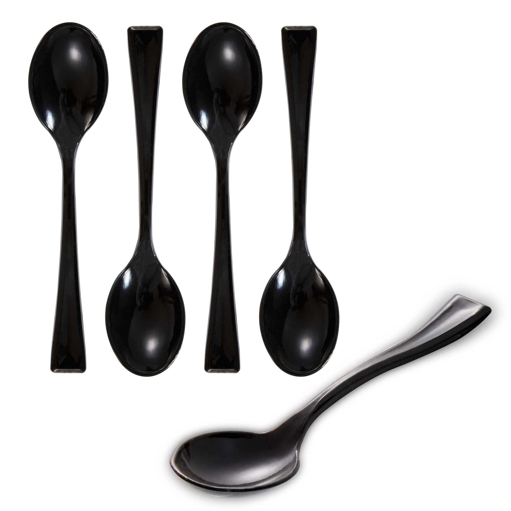 Mini Serve Black Plastic Mini Spoon - 4" - 100 count box