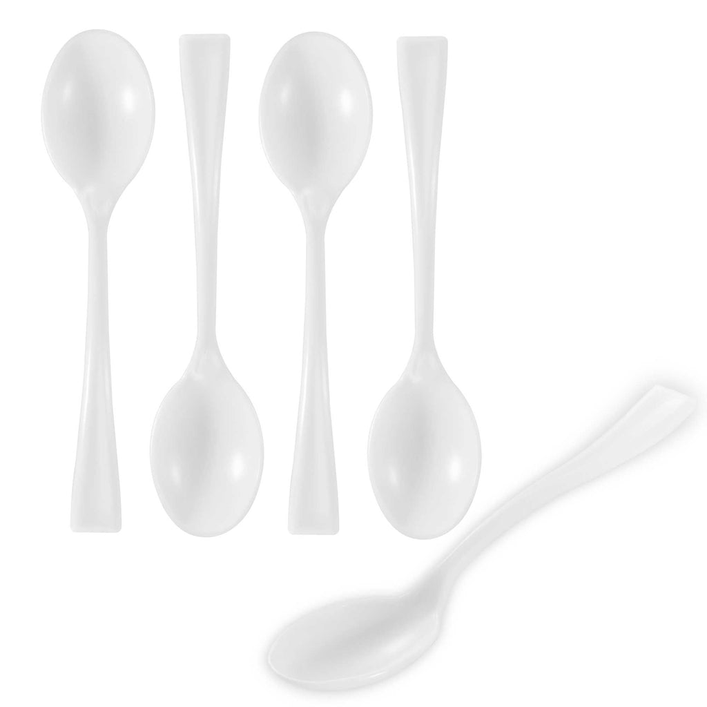 Mini Serve White Plastic Mini Spoon - 4" - 100 count box